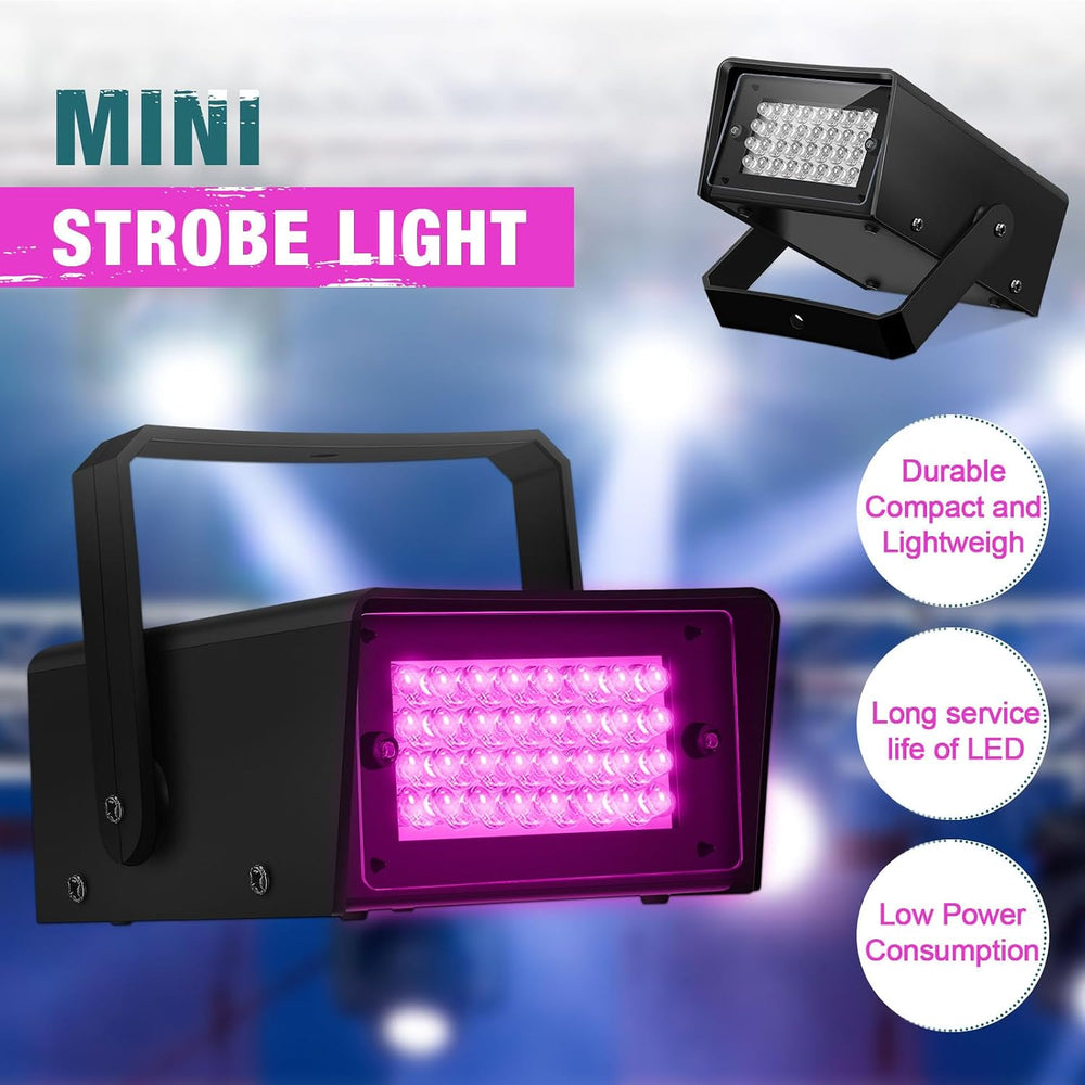 Treela 4 Pack Strobe Party Light Small Bright LED Outdoor, Purple, 32 LED