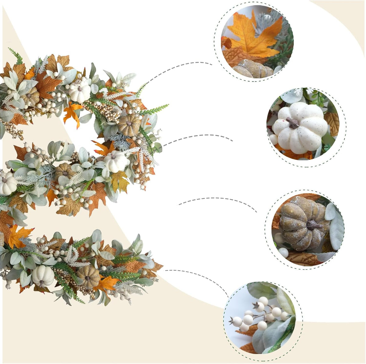 Fall Wreath Pumpkin Garland Thanksgiving Autumn Neutral Garlands Decoration