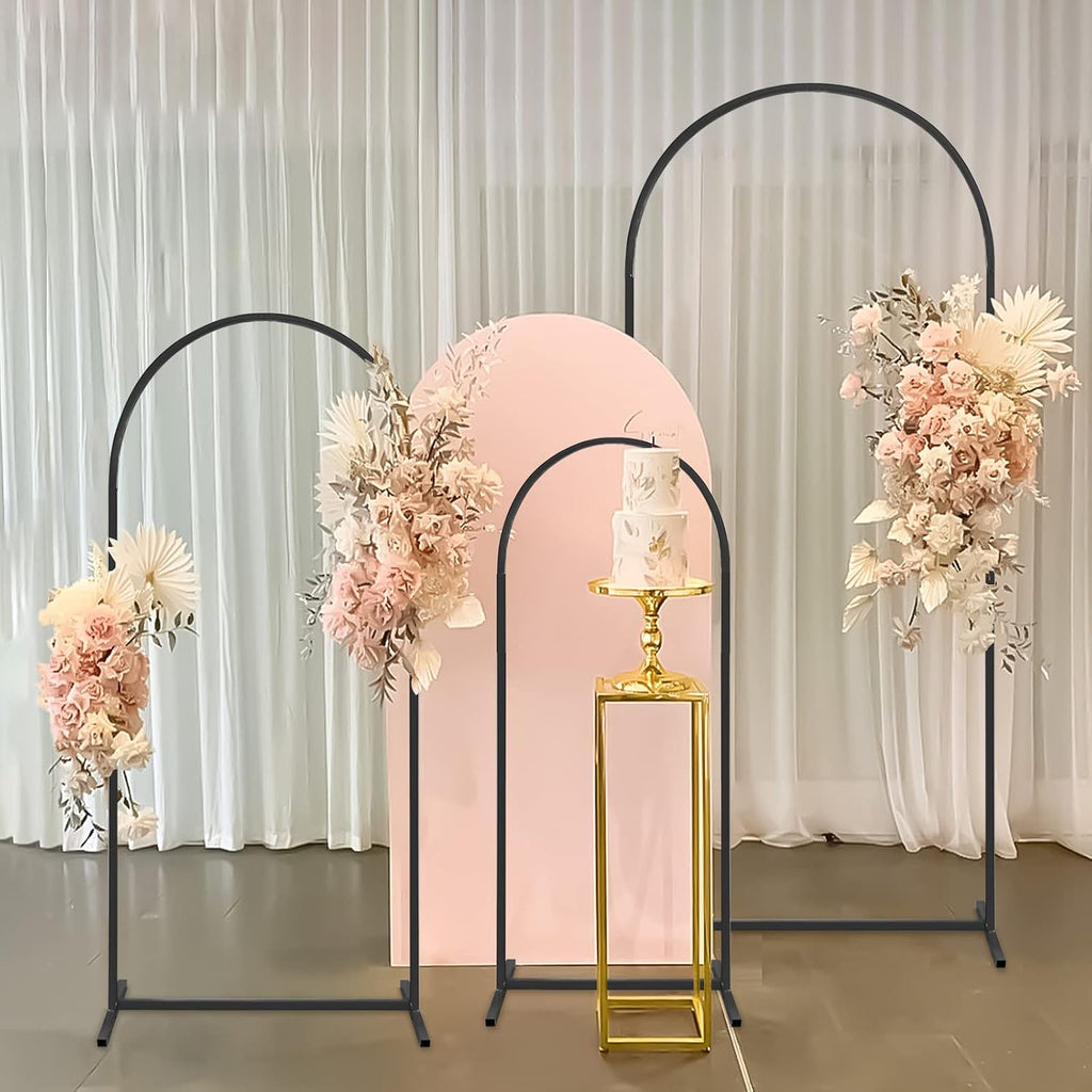 metal wedding arch backdrop stand,3-piece arch backdrop stand, side view