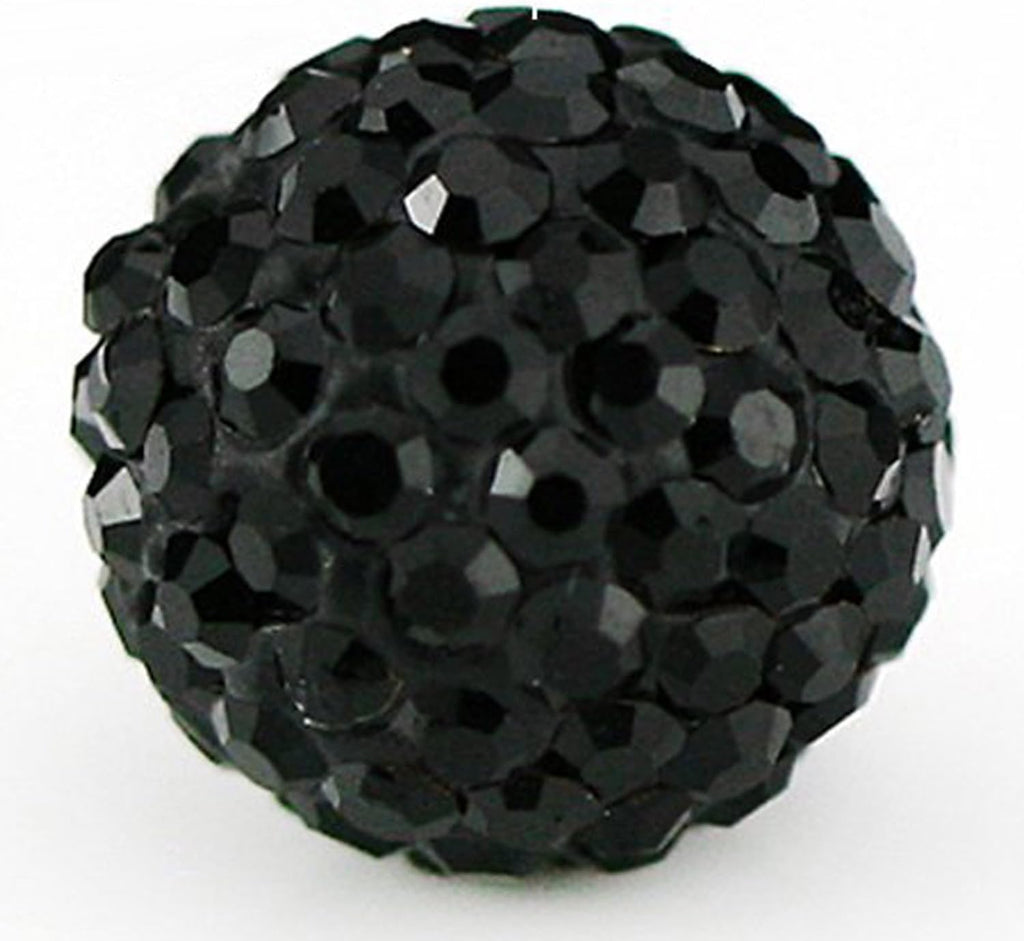 RUBYCA Pave Czech Crystal Disco Ball Clay Beads fit Shamballa Jewelry (100pcs, 12mm, JB Black)