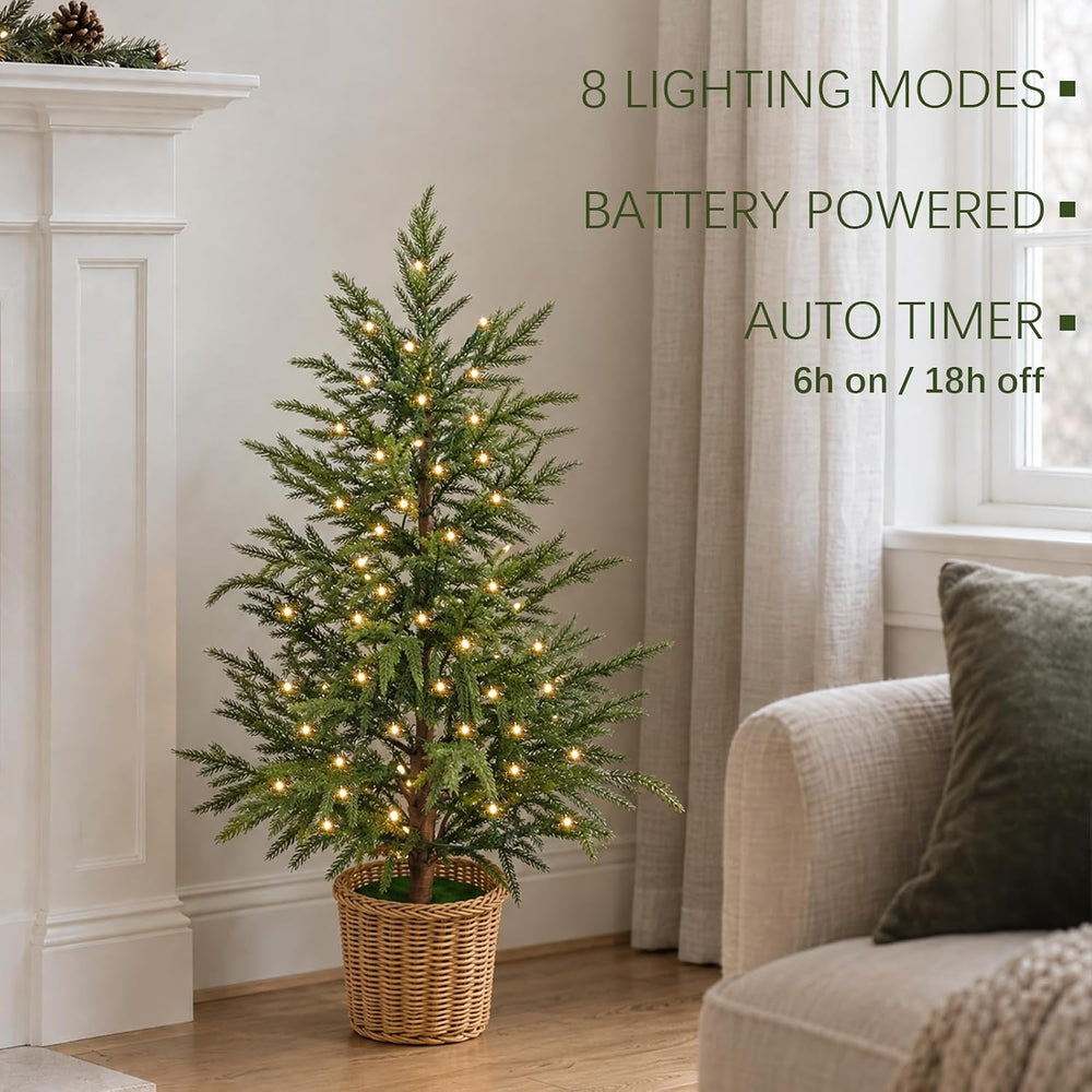 Christmas Decorations 3FT Pre-Lit Artificial Norfolk Pine Xmas Tree