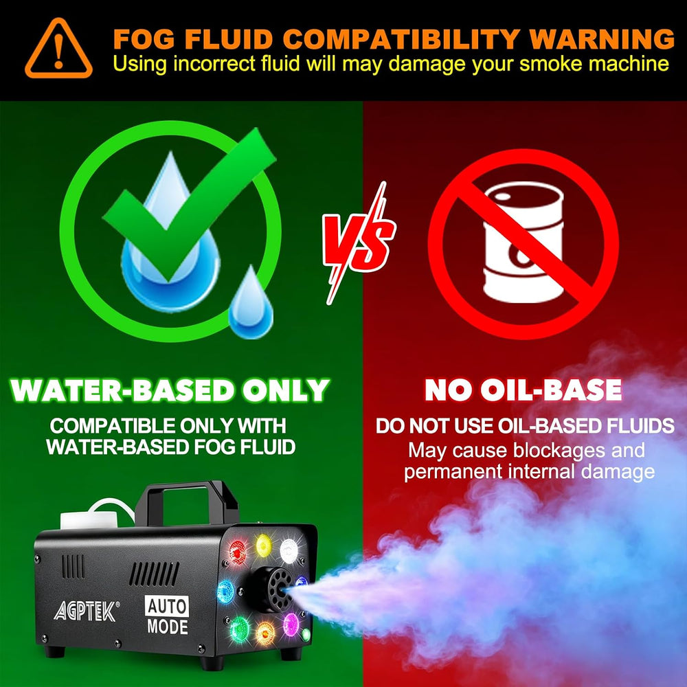 AGPTEK Fog Machine, 500W RGB LED Smoke Machine, Low Fluid Auto Shutoff