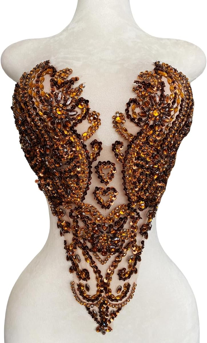 Handmade Bodice Rhinestones Applique Sewing Glass Beads Stones Crystal Trim L...
