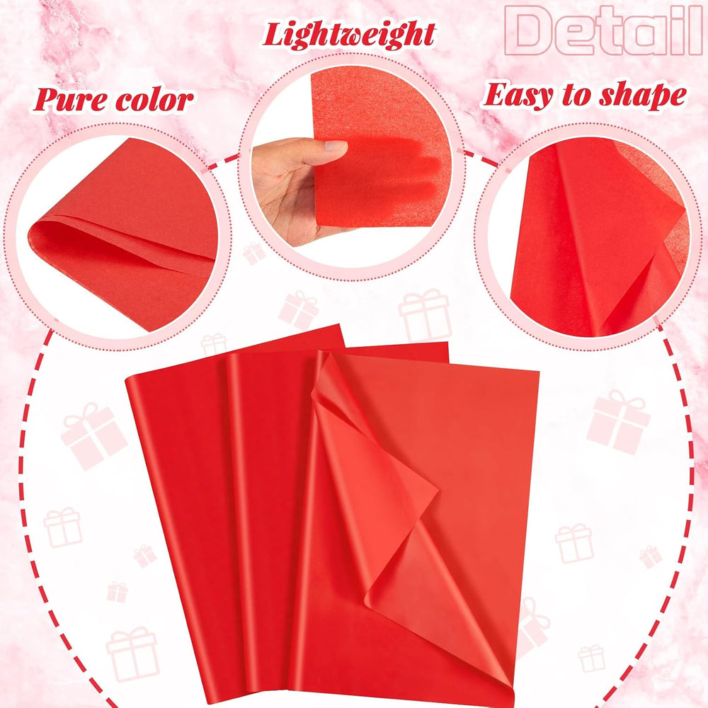 500 Sheet Red Tissue Paper Bulk 15 x 20 Inch for Christmas Wedding Gift Bag