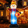 8FT Fall Inflatables Outdoor Giant Scarecrow Blow Up Yard Decoration with Pumpkin & Built-in Bright LED Lights, Outdoor Harvest Thanksgiving Decor for Lawn, Garden & Porch