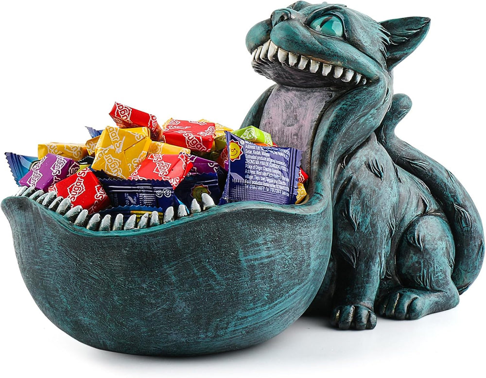 Cat Candy Bowl Cheshire Cat Statue Large Candy Dish for Office Desk Key Bowl ...