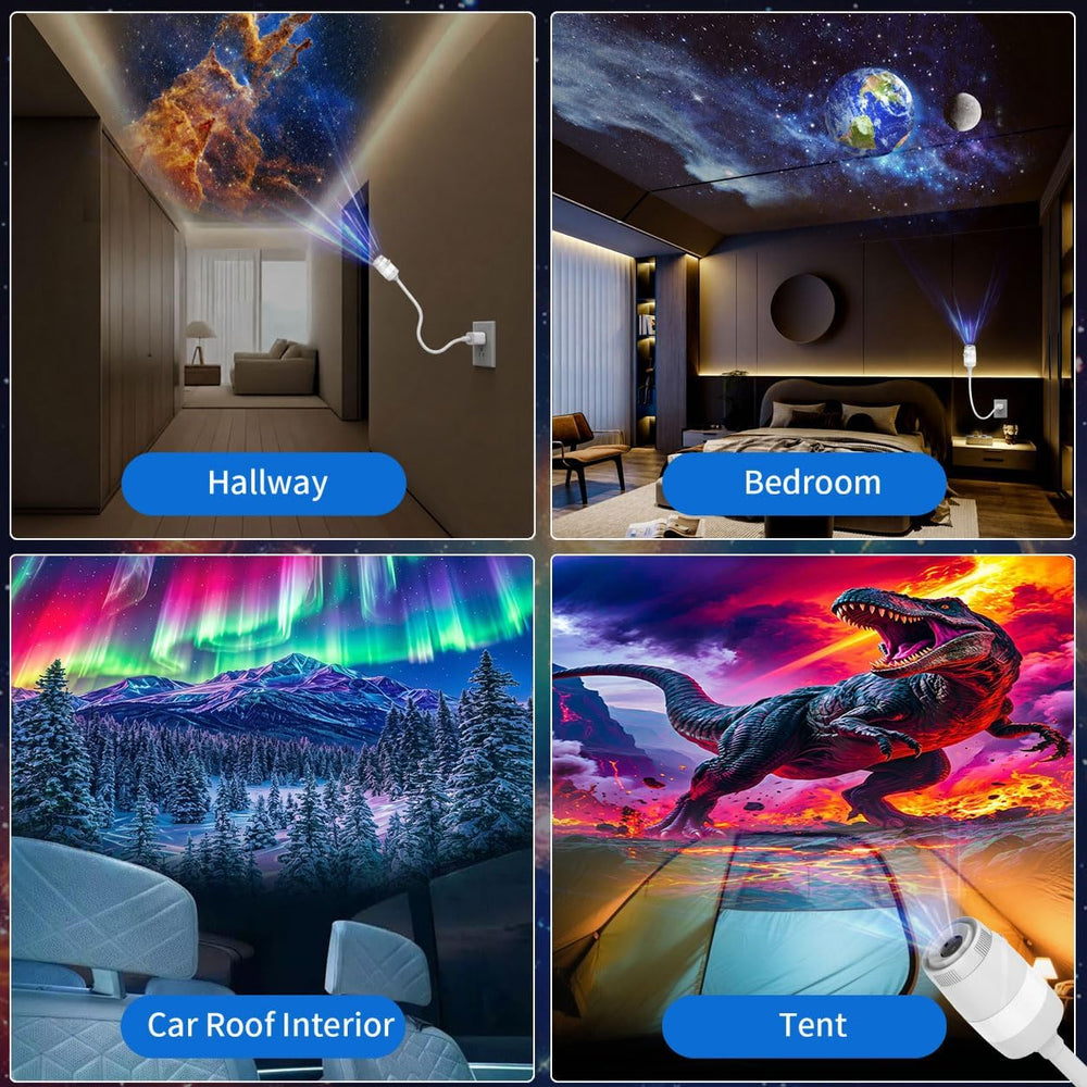 5D Holographic Night Light Projector, USB Plug and Play HD Star Projector