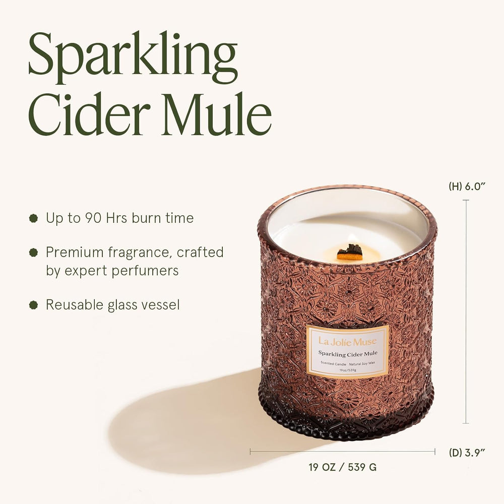 LA JOLIE MUSE Sparkling Cider Mule Scented Candles for Home,19oz Soy Wax