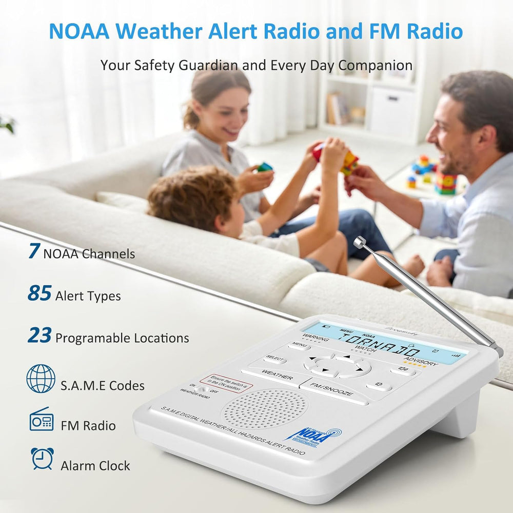 DreamSky Weather Radio NOAA Alert with Battery Backup & FM Radio for Home