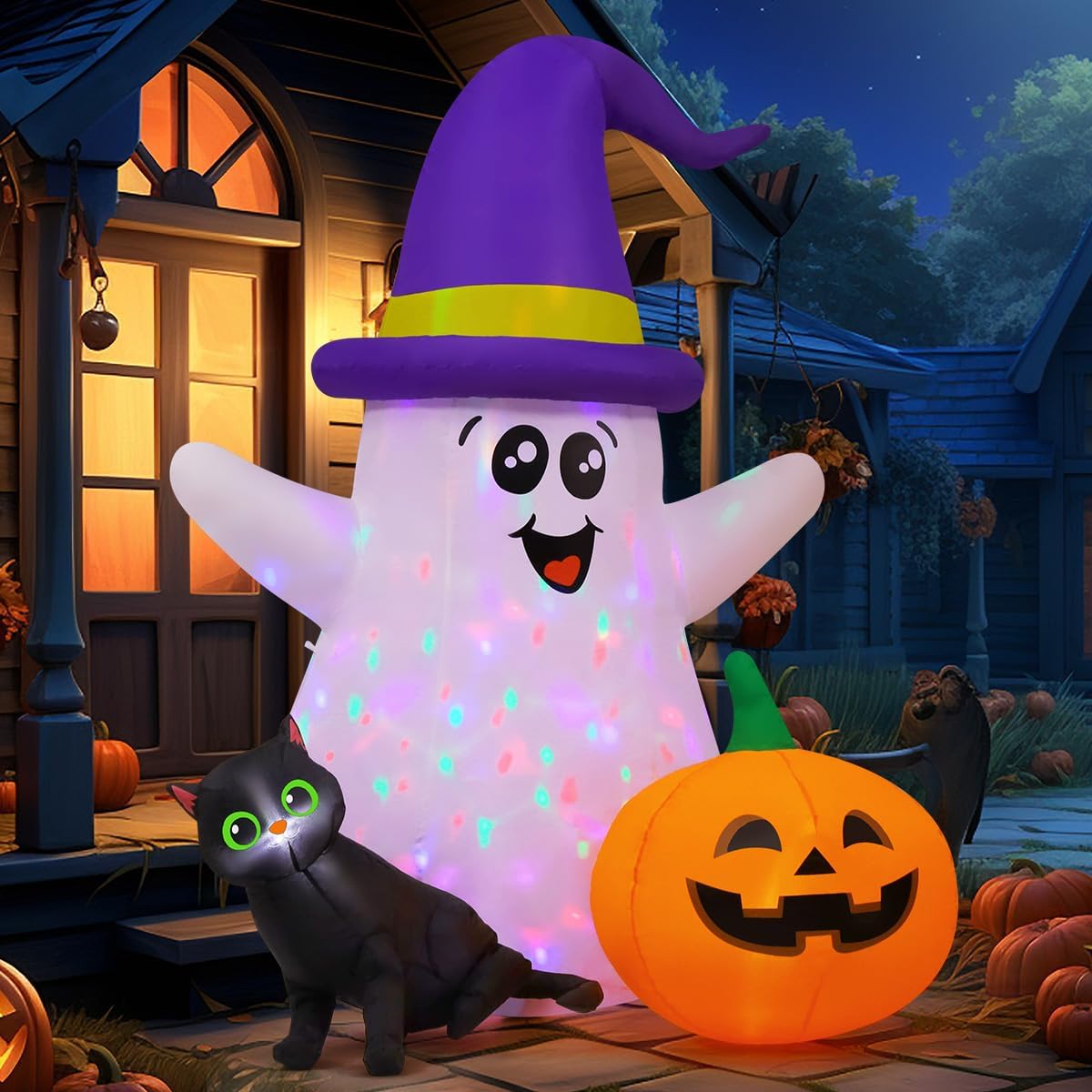 goosh 5 ft halloween inflatables ghost outdoor decorations shown in use