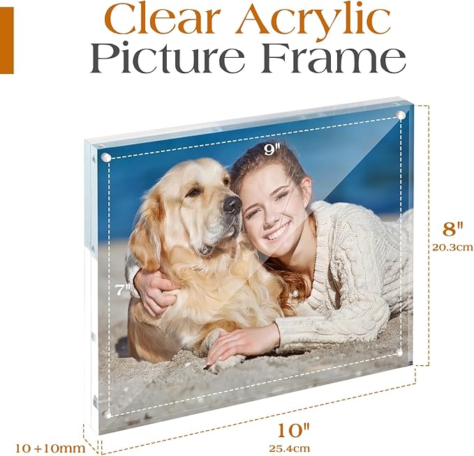 TWING Acrylic Frame,3 Pack 8x10 Acrylic Picture Frame Magnetic Frame Thickness 10+10MM Clear Picture Frame,8 by 10 Picture Frames Magnetic Photo Frame Self Standing Double Sided Frame Gift Ideal