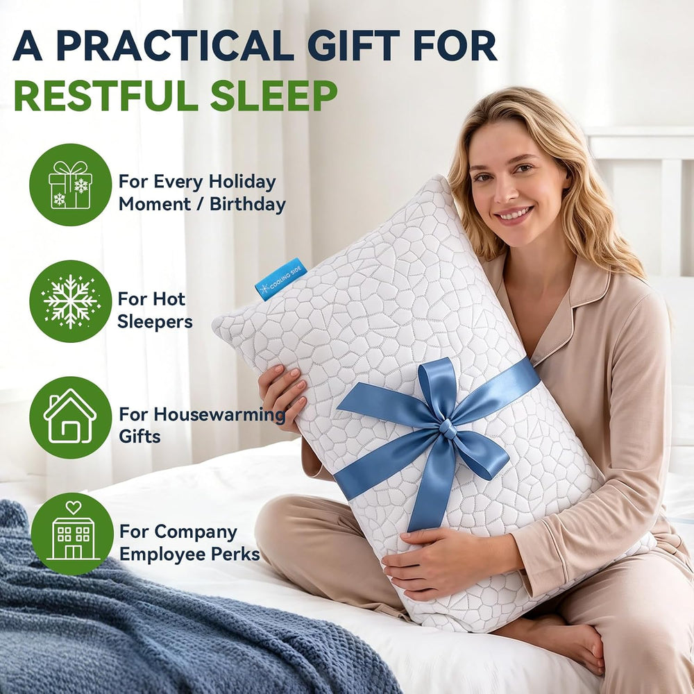 SUPA MODERN Cooling Pillow Queen Size Set of 2, CertiPUR-US Shredded Memory F...