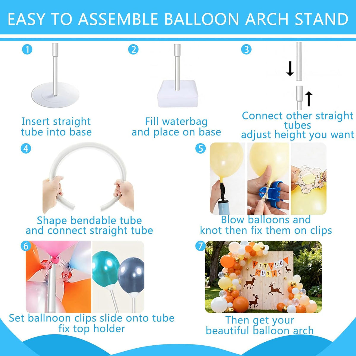 Balloon Arch Stand Kit for Party Backdrop Decoration 8.2FT & 6FT