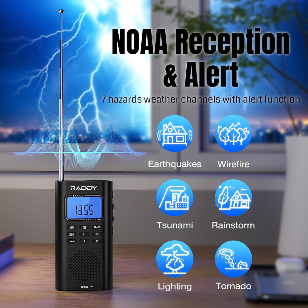Raddy RF886 Portable Digital Shortwave Radio, Bluetooth & NOAA