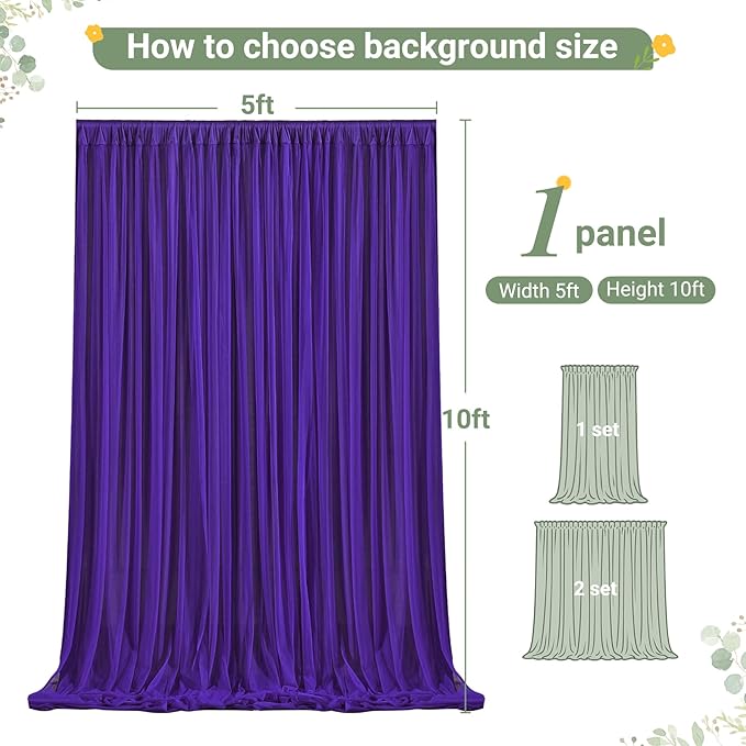 Purple Tulle Backdrop Curtain for Parties Wedding,5ft x 10ft Wrinkle Free Curtain Backdrop,2 Layer Drapes for Backdrop,Polyester Wedding Back Drop for Bridal Shower Birthday Baby Shower Photography