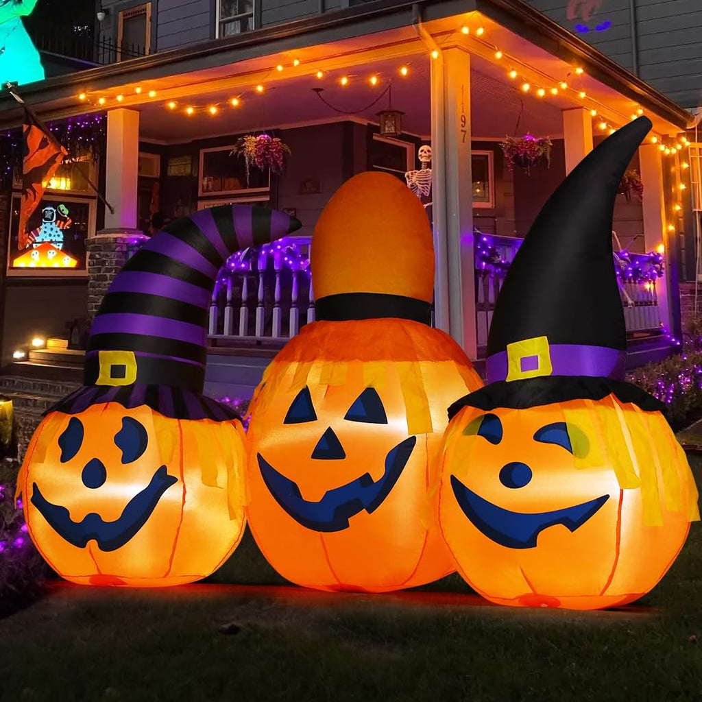 goosh 6 ft halloween inflatables outdoor pumpkin combo shown in use
