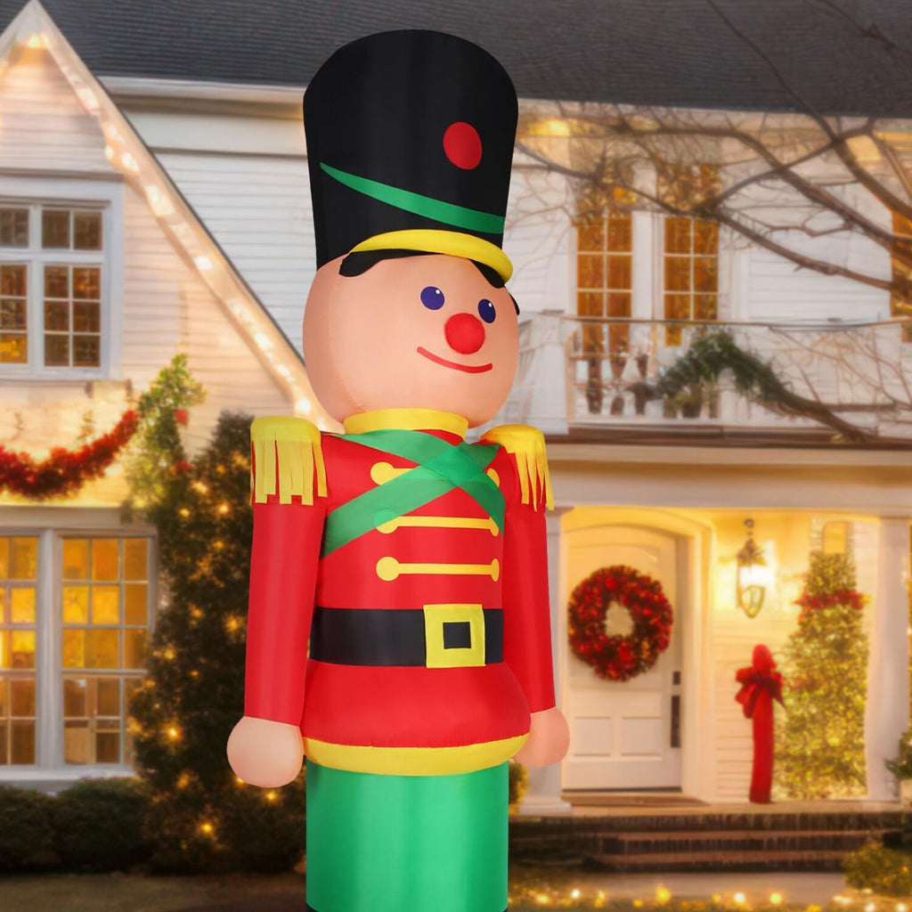 Fraser Hill Farm 12-Ft. Tall Nutcracker Blow Up Inflatable with Lights, Outdoor Christmas Inflatable Decoration for Lawn and Yard, Giant Festive Holiday Decor