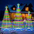 3-Pack Outdoor Lighted Christmas Trees with Remote Control - 5ft 6ft 7.5ft LED Cone Tree Lights, 12 Lighting Modes, IP65 Waterproof, Timer & Dimming Function for Home Holiday Christmas Decor