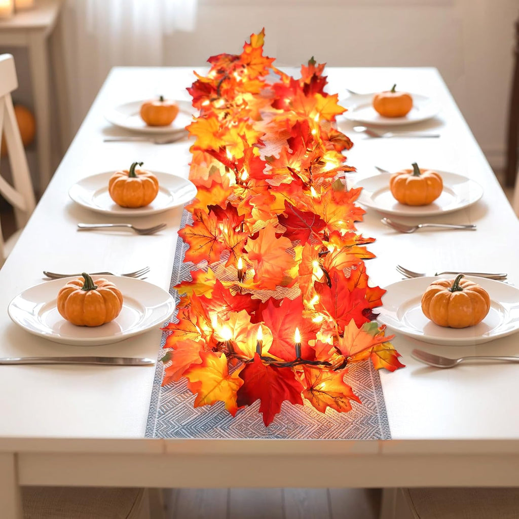 fall decorations lighted fall garland, 9ft 50 count showing dimensions