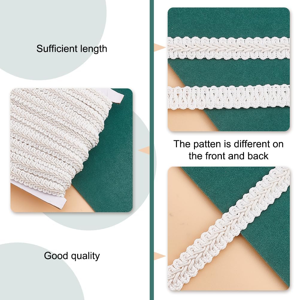 PH PandaHall White Gimp Braid Trim 27 Yards 1/2 Inch Polyester Woven Braid Tr...