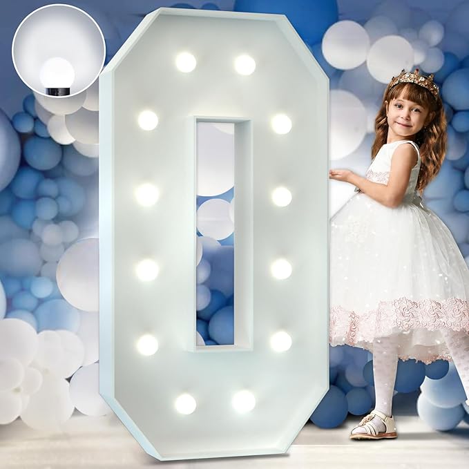 Marquee Letters 4 Feet Tall Large Light Up Letters Baby Shower Decorations Wedding Engagement White Party Decorations Prom Sign Big Cardboard Backdrop O