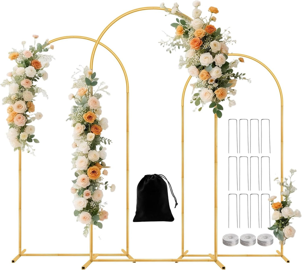 3 Pack Metal Arch Backdrop Stand(7.2 ft, 6.6 ft, 6 ft) Balloon Arbor Frame