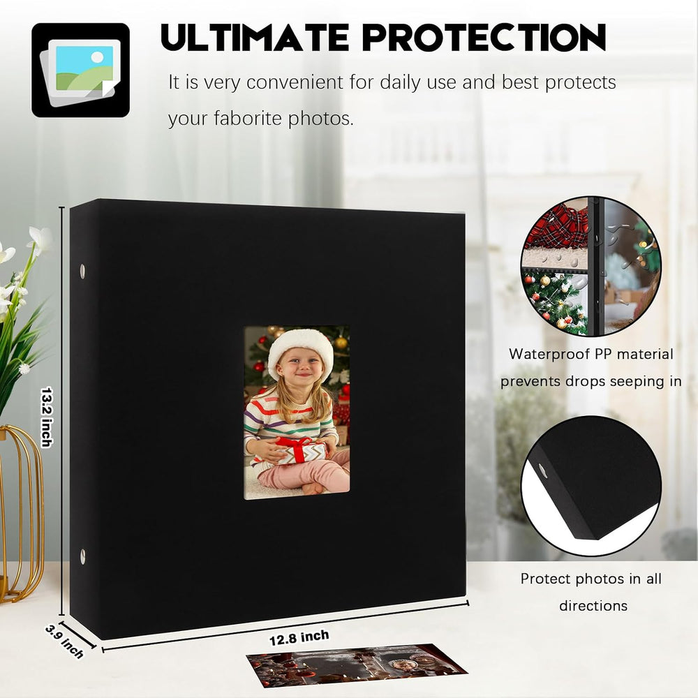 Aevdor Large Capacity 4x6 Photo Album, 1000 Photos, Linen Cover, Black