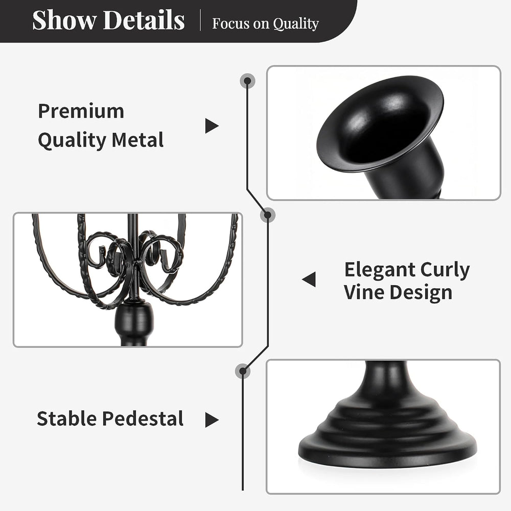 NUPTIO Taper Candle Holders Candelabra: Black Candlestick Holder Set of 2
