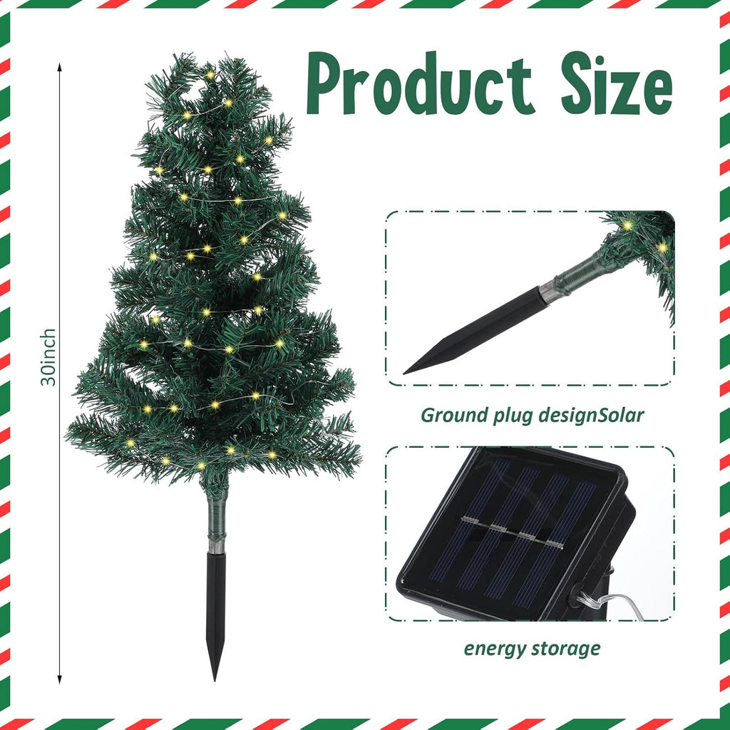 30 inch solar artificial christmas tree for cemetery shown in use