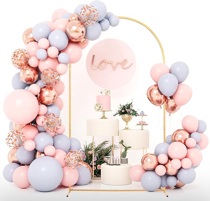 Metal Arch Backdrop Stand and Cover Set, 7.2FT, 6FT Party Backdrop, Easy to Assemble, Backdrop Stand for Parties, Birthday, Baby Shower (Set of 2)