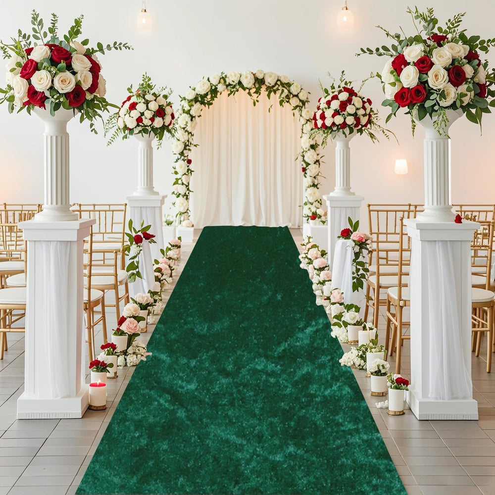 Wedding Aisle Runner Hunter Green Velvet Aisle Runner Rug 5x15FT Wedding Carp...