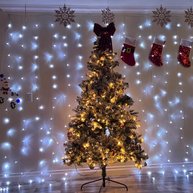 YEGUO 165ft 500 LED White Christmas Lights Outdoor Waterproof, Clear Wire String Lights Indoor, Twinkle Tree Lights Plug in with Timer Memory