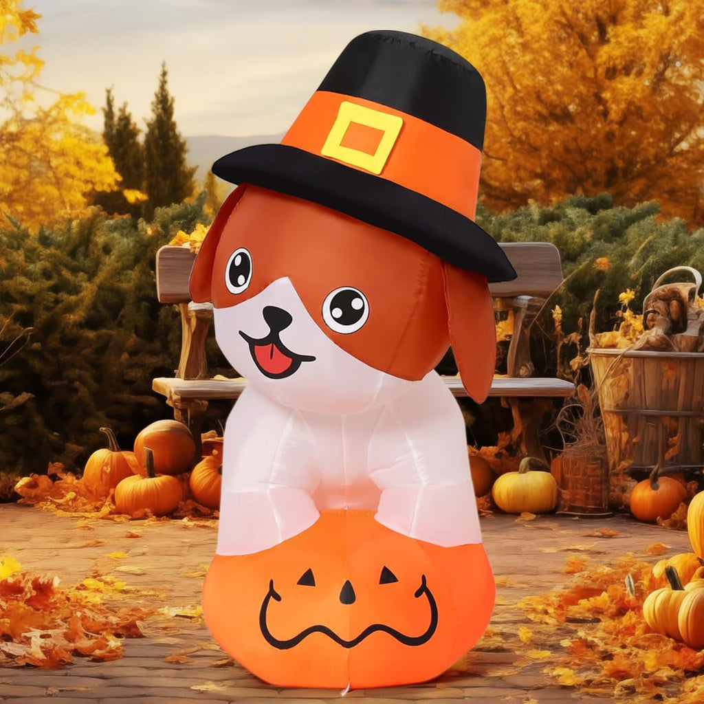 goosh 5.2 ft thanksgiving inflatables dog outdoor decorations shown in use