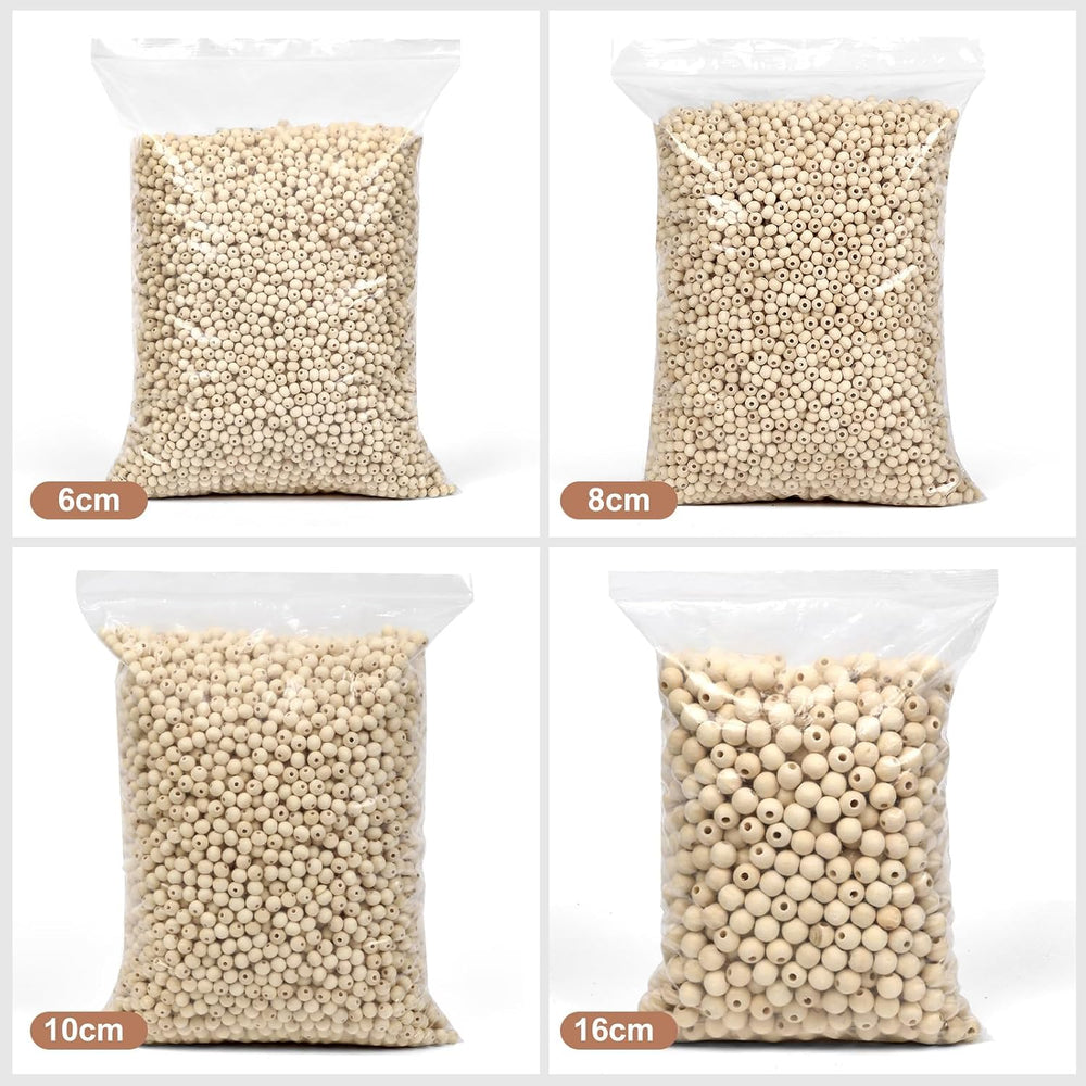 10000 Pcs Wood Beads Bulk Round Wooden Beads for Jewelry Making, DIY Crafts, ...