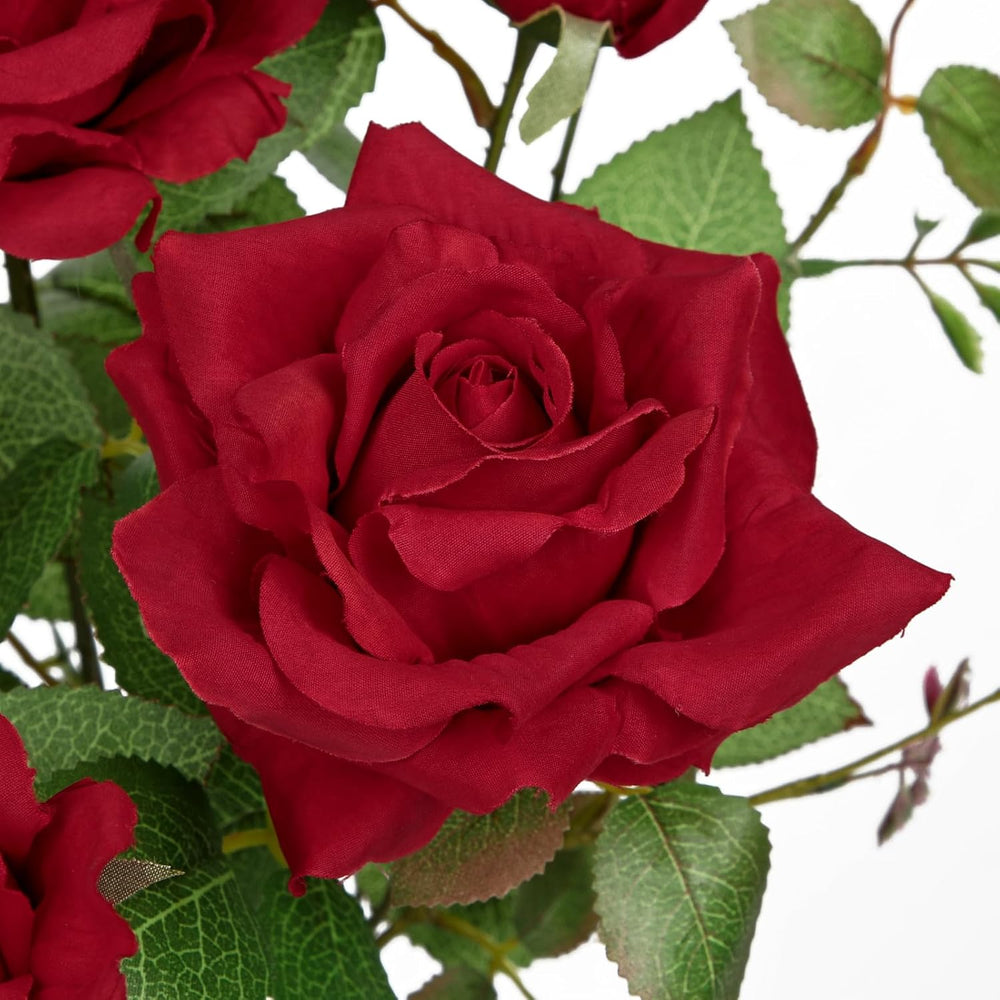 Hollyone Red Fake Roses Artificial Flowers in Pot 23.6" Small Roses Tree...