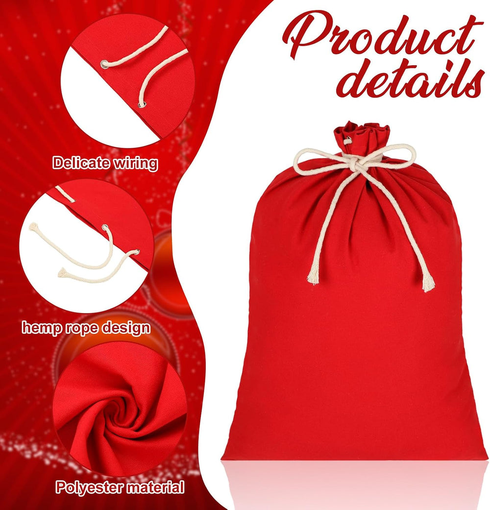 Newwiee 6 Pcs Christmas Canvas Gift Bag Santa Large Sacks 26.7 x 19.7 Inch