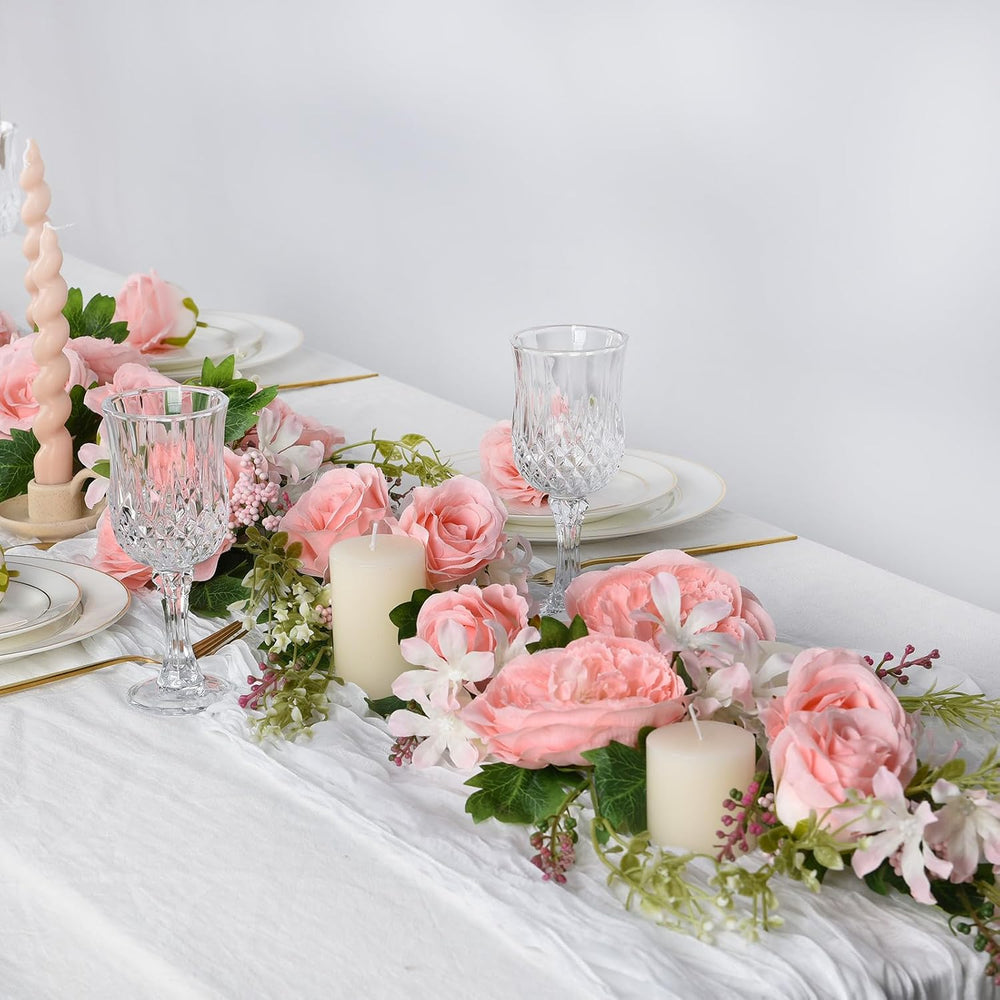 2Pack Artificial Peony Flower Garland - Silk Peony Garland with Pink Flowers ...
