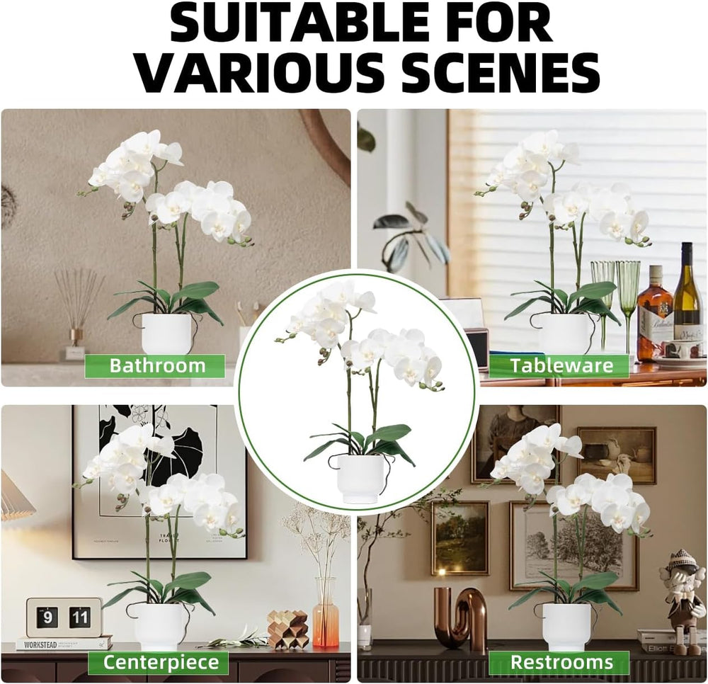CXGS Orchids Artificial Flowers Real Touch Fake Flowers in Ceramic Pot 20&quo...