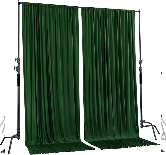 AK TRADING CO. 10 feet x 8 feet IFR Polyester Backdrop Drapes Curtains Panels with Rod Pockets - Wedding Ceremony Party Home Window Decorations - Hunter Green