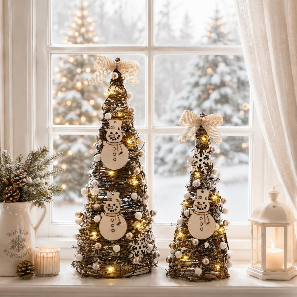 christmas table tree,snowman winter table tree decorations centerpiece,led showing dimensions