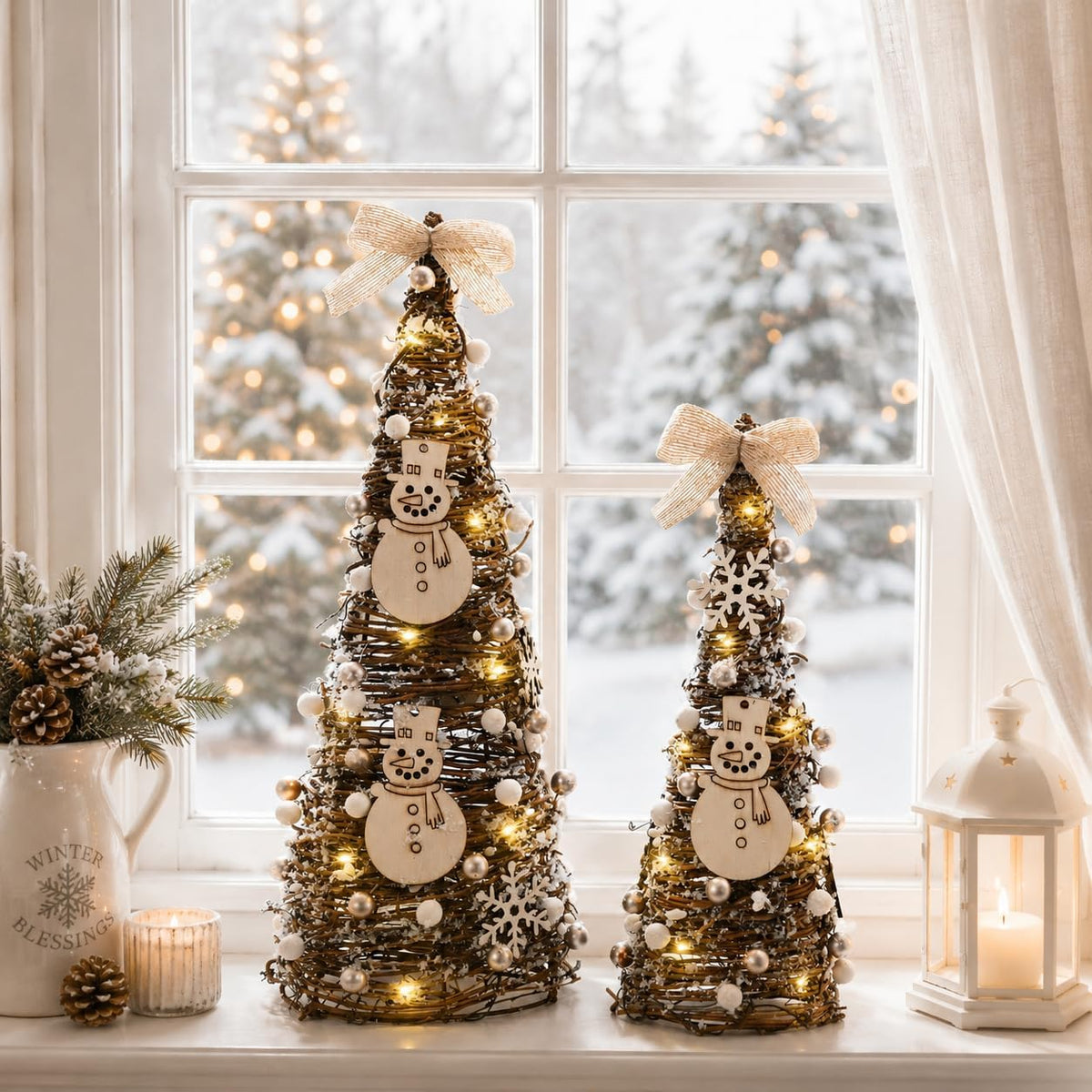 christmas table tree,snowman winter table tree decorations centerpiece,led showing dimensions