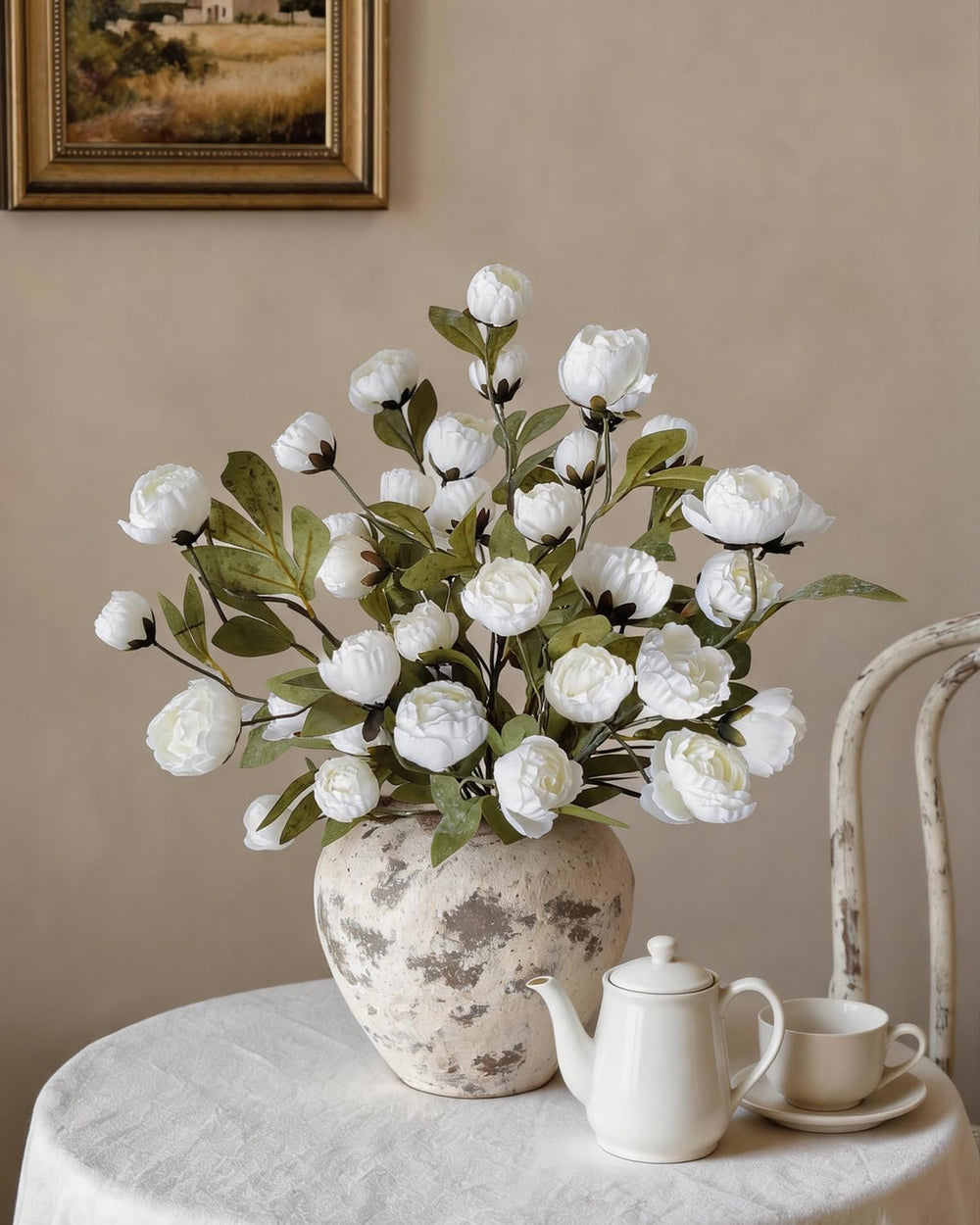 8 Pcs Peonies Artificial Flowers, 27" Faux Peony Stems for Vases Decor