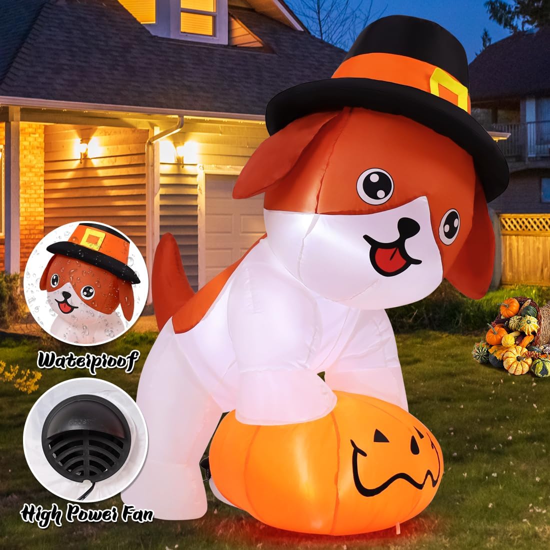 goosh 5.2 ft thanksgiving inflatables dog outdoor decorations, side view