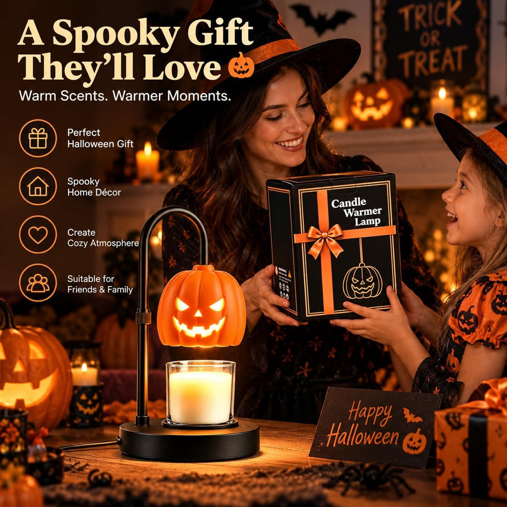 Pumpkin Halloween Candle Warmer Lamp,Spooky Gothic Home Decor with Timer &amp...