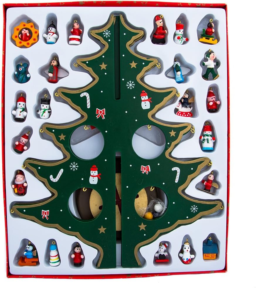 kurt adler advent calendar christmas tree with 24, close-up detail