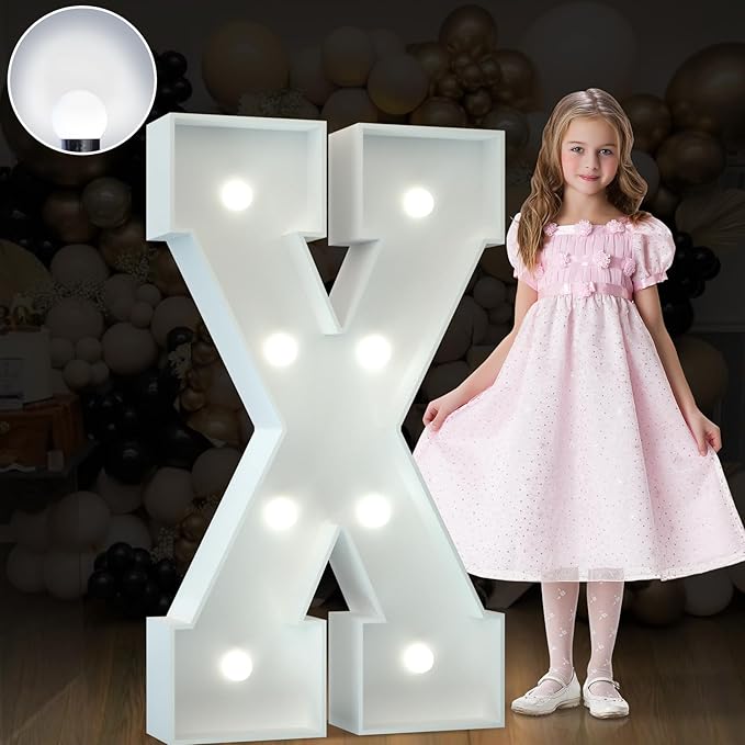 Marquee Letters 3 Feet Tall Large Light Up Letters Baby Shower Decorations Wedding Engagement Proposal White Party Decorations Marry Me Sign XOXO Big Cardboard Backdrop X