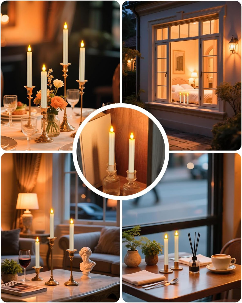 Yme Rechargeable Flameless Taper Candles Battery Operated with Remote Timer
