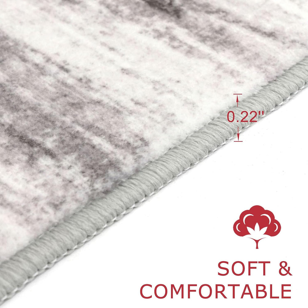 KOZYFLY Modern Kitchen Runner Rug 2x6 Washable Rug Runner Stone Gray