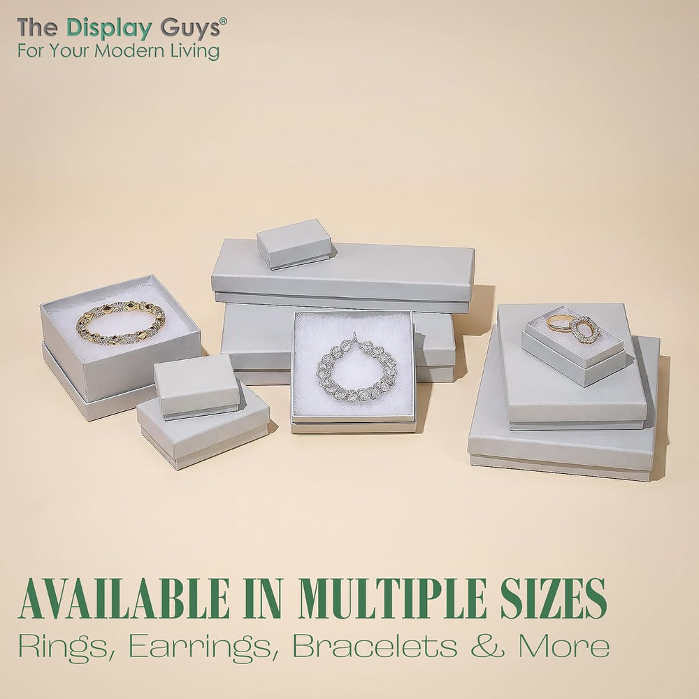 TheDisplayGuys 100 Cardboard Jewelry Gift Boxes with Inserts - Matte Gray