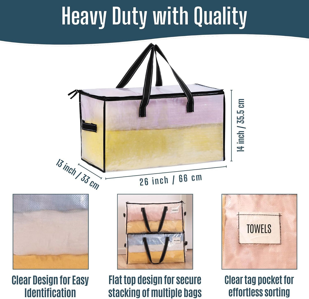 VENO Moving Bags, Storage Bags, Wide Open Top, Clear, 6 Pack